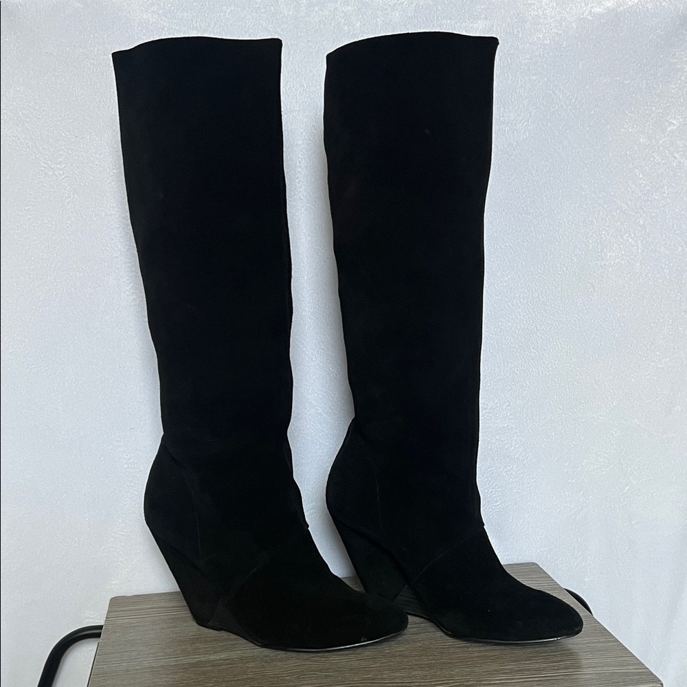 Black Women's Seude Knee-High Boots